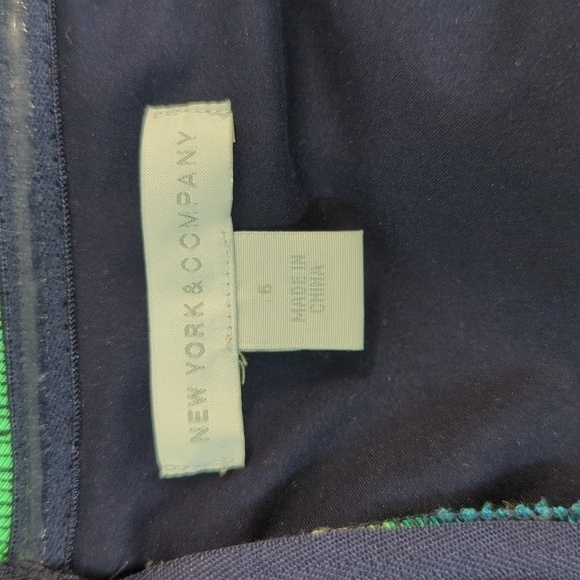 New York & Co Floral Tropical Off Shoulder Dress Blue Green 6 party summer - Picture 7 of 9